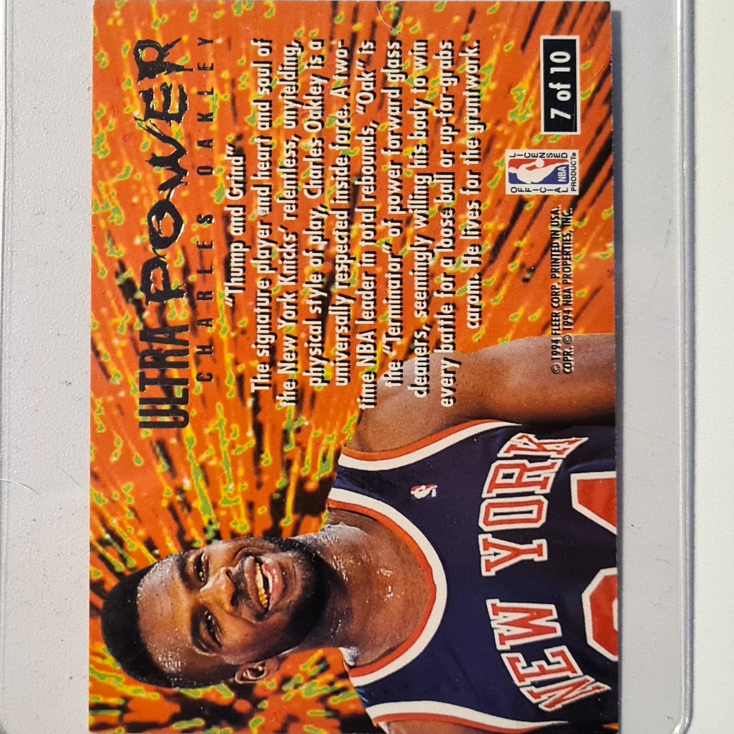 Charles Oakley 1995 Fleer 94-95 Ultra Power insert 7 of 10 NBA Basketball New York Knicks Excellent Sleeved