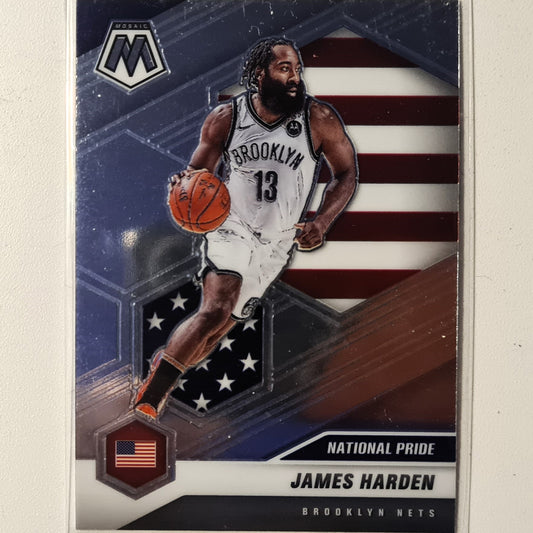 James Harden 2020-21 Panini Mosaic National Pride #256 NBA Basketball Brooklyn Nets Excellent Sleeved