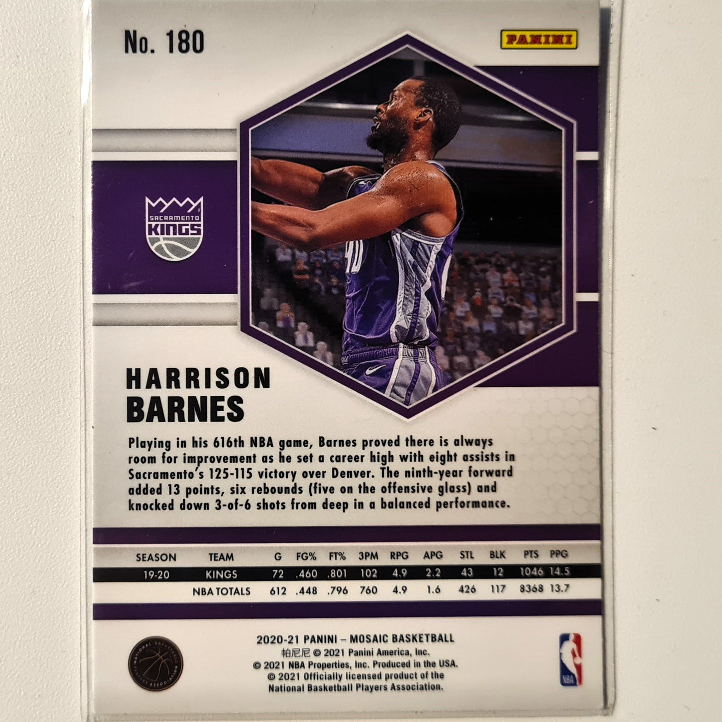 Harrison Barnes 2020-21 Panini Mosaic Elevate #180 NBA Basketball Sacramento kings Excellent Sleeved