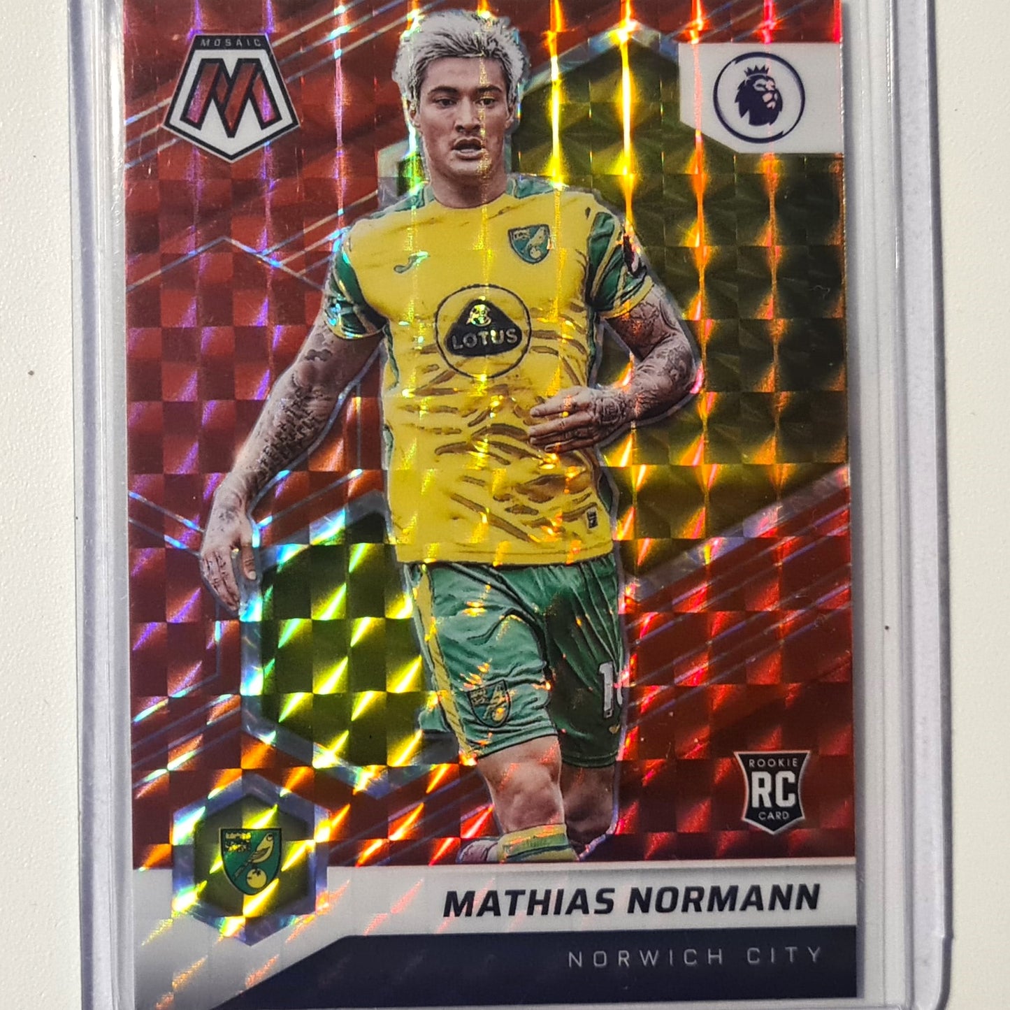 Mathias Normann 2021-22 Panini Mosaic Premier League Prizm MULTICOLOURED Rookie RC #96 Soccer football Norwich Mint sleeved