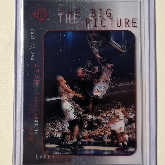 Larry Johnson 1997 Upper-Deck UD3 The big picture acetate card #2 NBA Basketball Miami Heat very good Sleeved