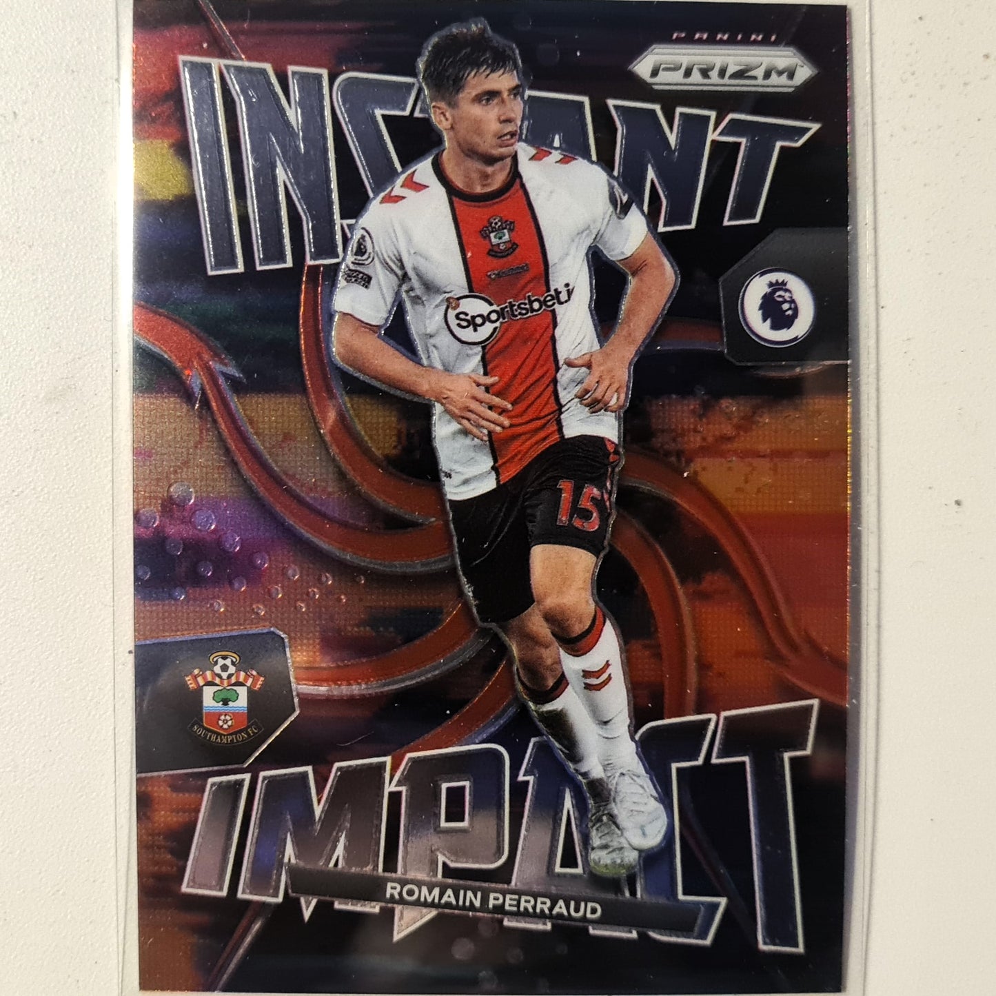 Romain Perraud 2022-23 Panini Prizm Premier League instant impact #34 Soccer Football Southampton Excellent/Mint Sleeved