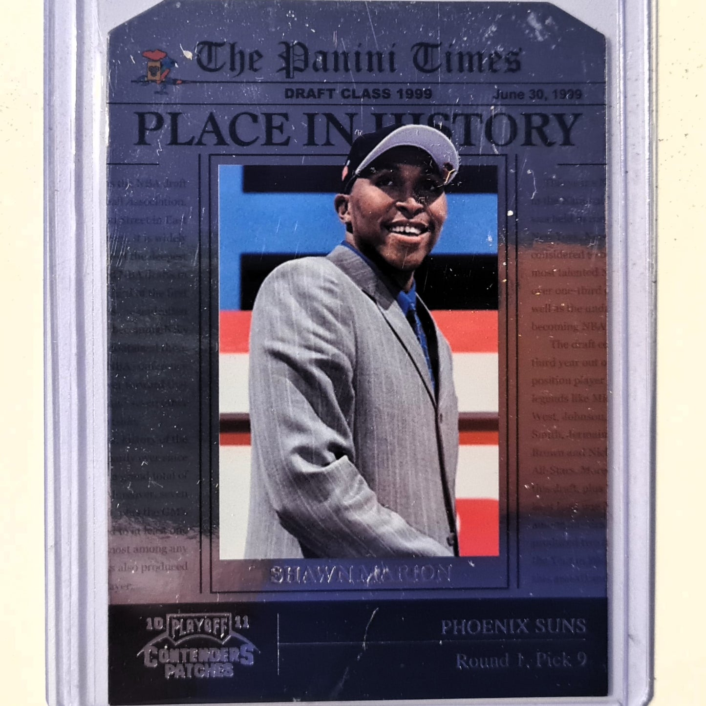 Shawn Marion 2011 Panini contenders patches place in History numbered 173/299 #11 NBA Basketball Phoenix Suns Sleeved