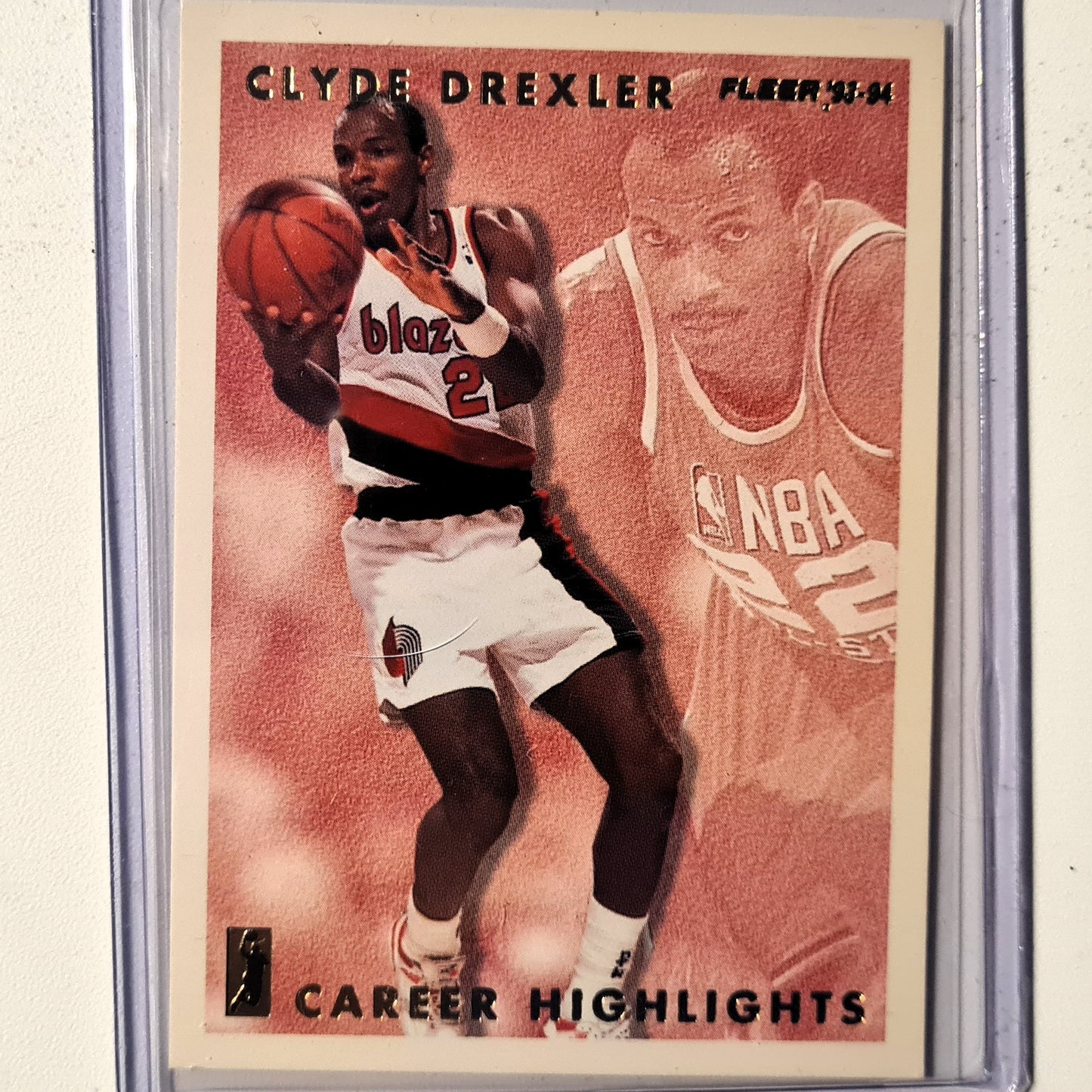 Clyde Drexler 1993 Fleer 93-94 Career Highlights 8 of 12 NBA Basketball Portland Trail Blazers very good Sleeved