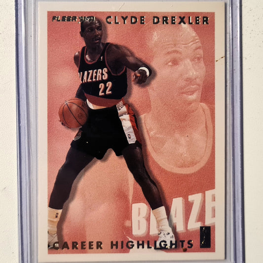 Clyde Drexler 1993 Fleer 93-94 Career Highlights 1 of 12 NBA Basketball Portland Trail Blazers very good Sleeved