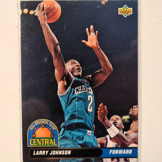 Larry Johnston 1993 Upper-Deck all division team central AD8 NBA Basketball charlotte hornets good sleeved