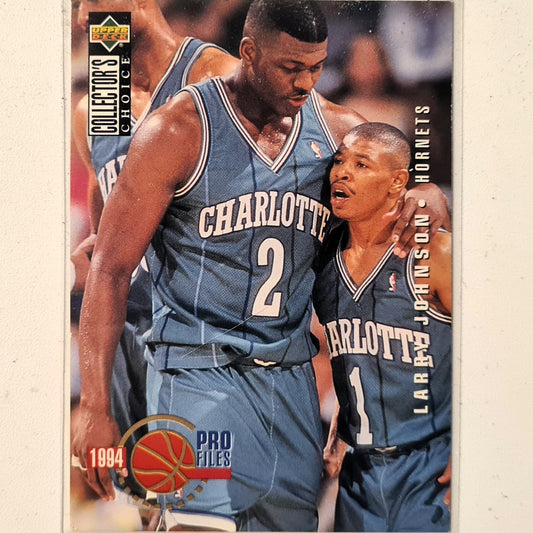 Larry Johnson 1994 Upper-Deck pro files  #206 NBA Basketball Charlotte Hornets very good sleeved