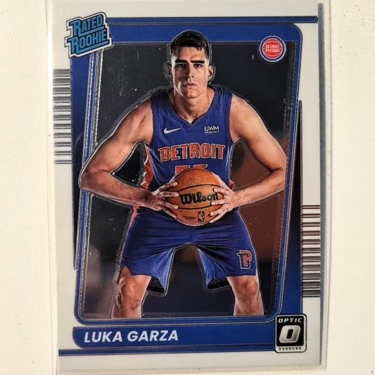 Luka Garza 2021-22 Panini Donruss Optic Rated rookie #164 NBA Basketball Detroit Pistons Excellent sleeved