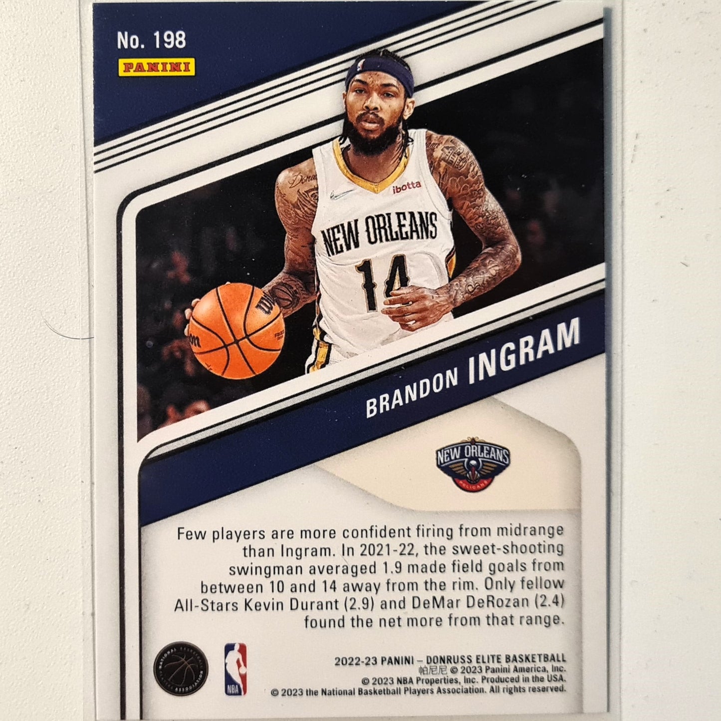 Brandon Ingram 2022-23 Panini Elite #198 NBA Basketball New Orleans Pelicans Excellent sleeved