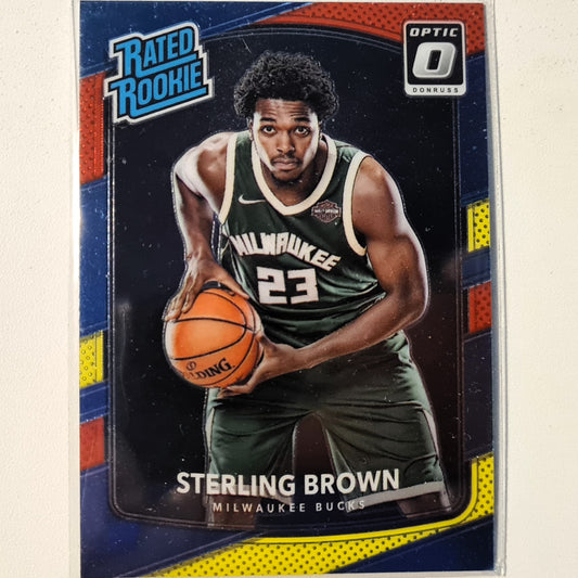 Sterling Brown 2017-18 Panini Donruss Optic Rated red blue yellow Rookie RC #165 NBA Basketball Milwaukee Bucks Excellent/mint sleeved