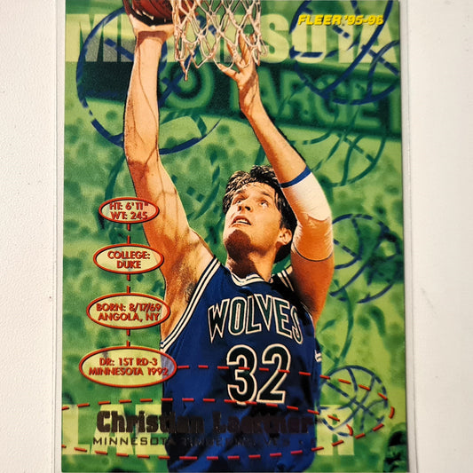 Christian Laettner 1995 Fleer 95-96 #97 NBA Basketball Minnesota Timberwolves Excellent sleeved