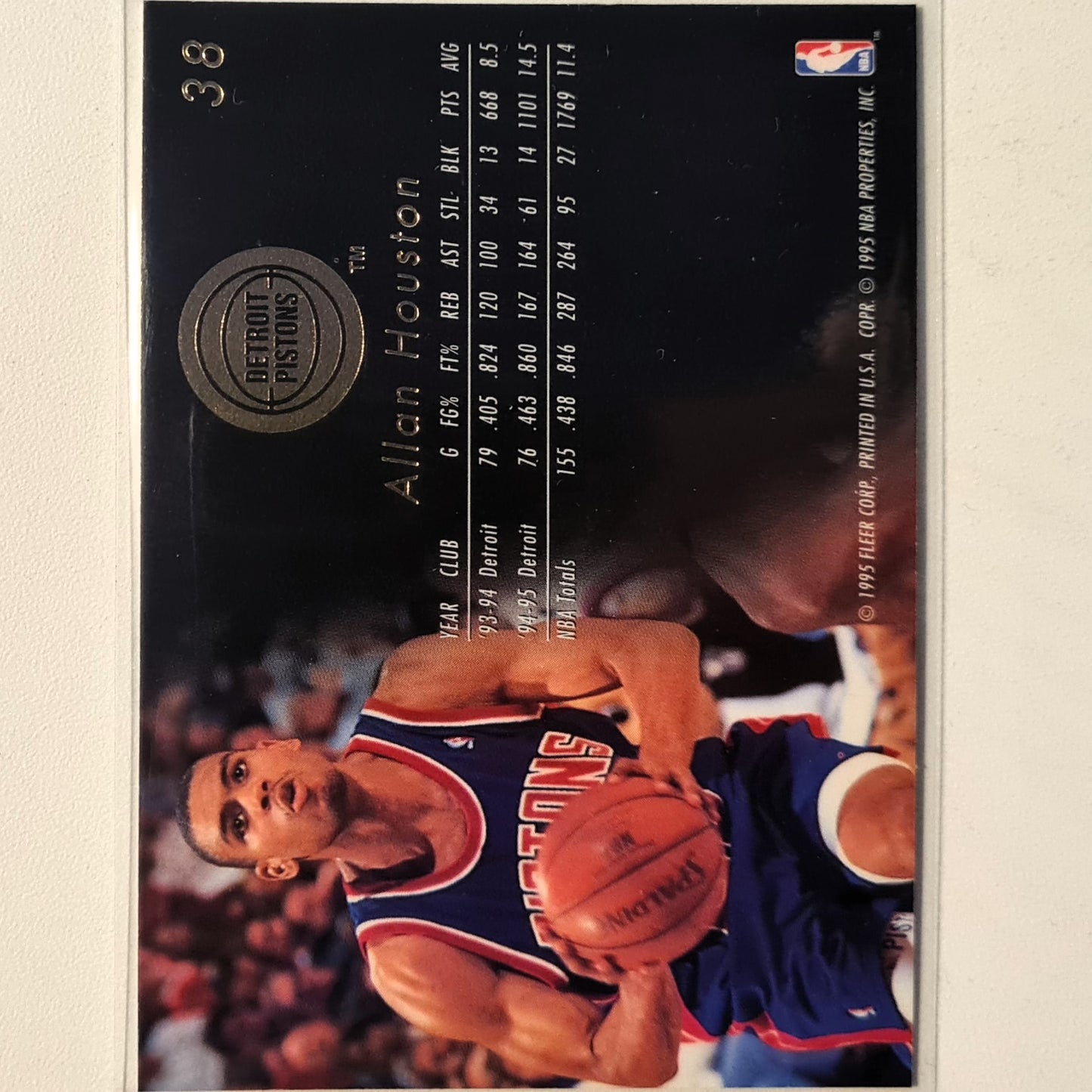 Allan Houston 1995 Fleer Flair 95-96 #38 NBA Basketball Detroit Pistons Excellent Sleeved