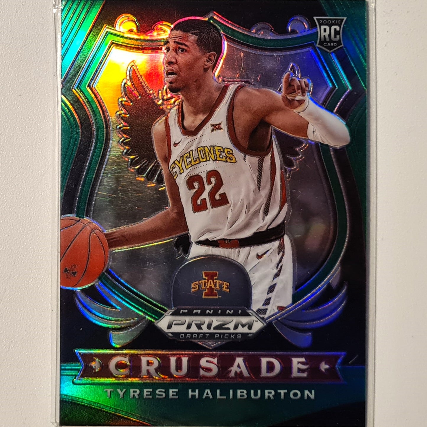 Tyrese Haliburton 2020 Panini Prizm Draft Picks green holo #90 NBA Basketball Iowa State University/Indiana Pacers excellent Sleeved