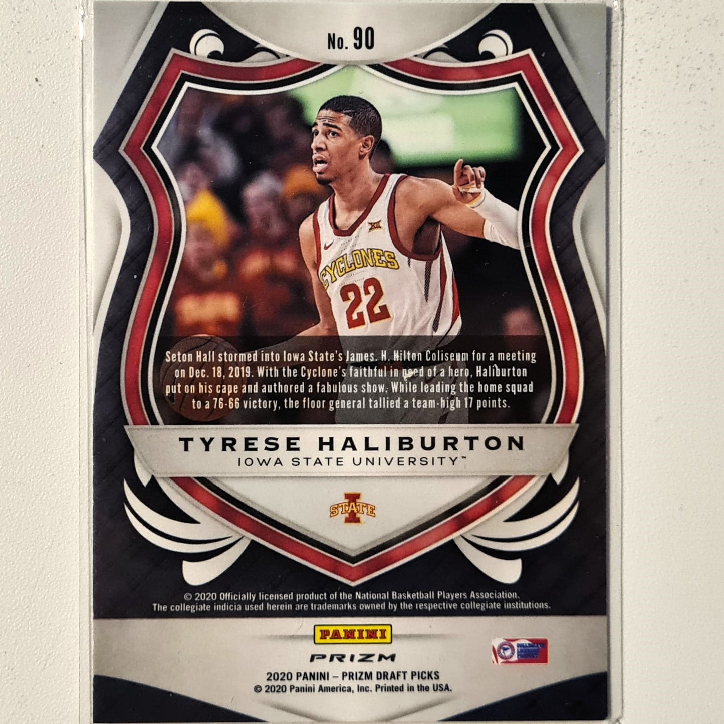 Tyrese Haliburton 2020 Panini Prizm Draft Picks green holo #90 NBA Basketball Iowa State University/Indiana Pacers excellent Sleeved