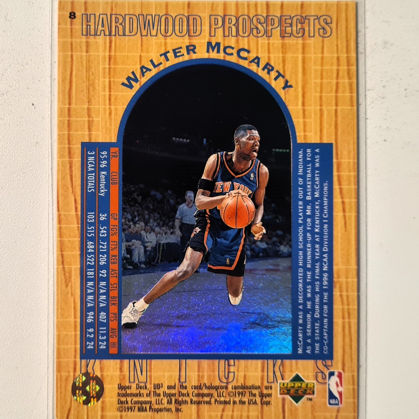 Walter McCarty 1997 Upper-Deck UD3 Hardwood prospects Rookie RC #8 NBA Basketball New York Knicks excellent/mint