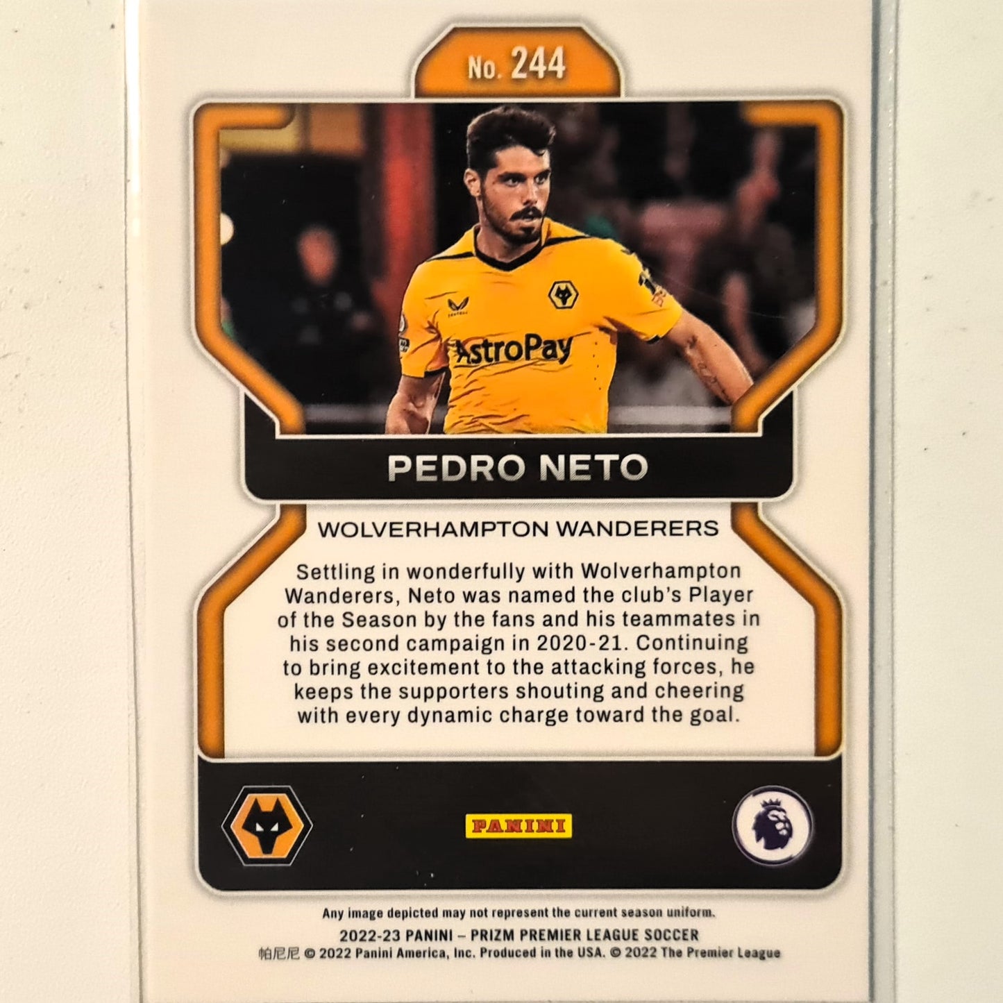 Pedro Neto 2016-17 Panini Prizm  #244 Soccer Football  Wolverhampton Wanderers excellent/mint Sleeved