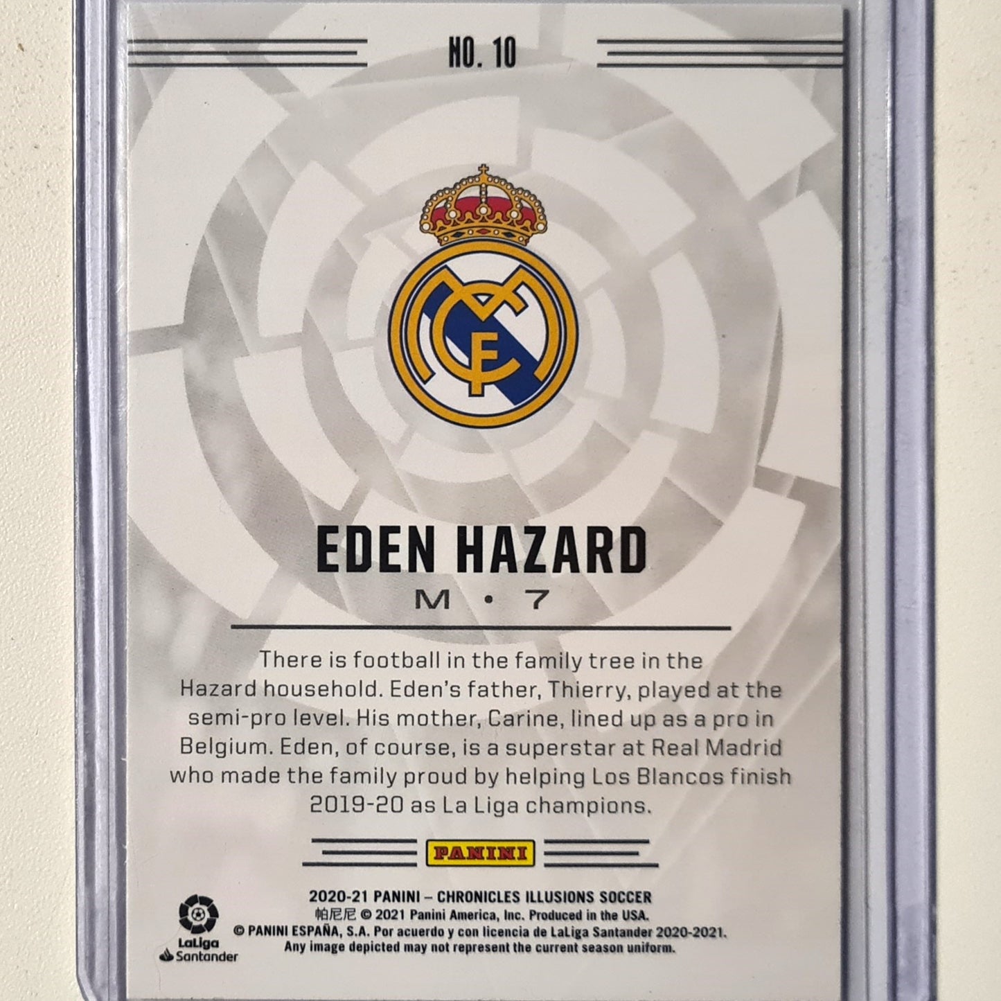 Eden Hazard 2020-21 Panini Chronicles Illusions Soccer purple astro #10 Soccer football Real Madrid excellent sleeved