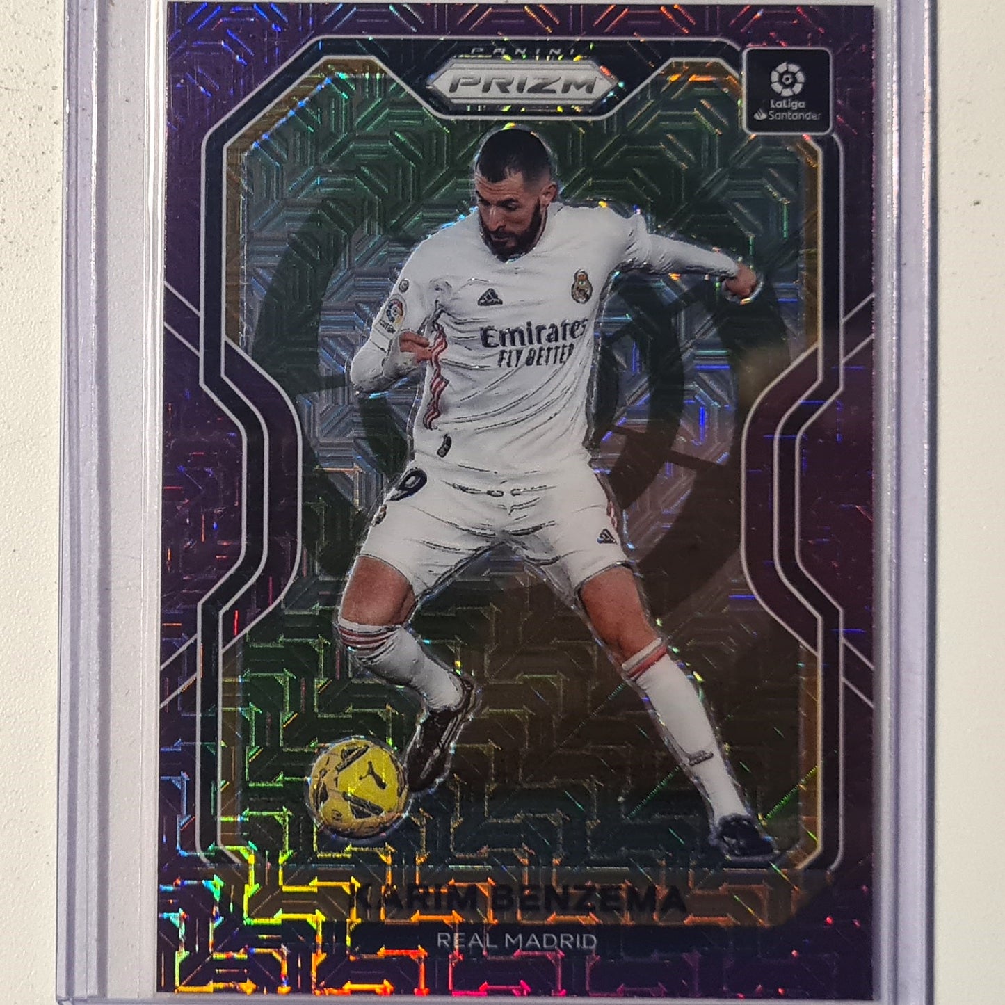 Karim Benzema 2020-21 Panini Chronicles Prizm Soccer purple Mojo #1 Soccer football Real Madrid excellent sleeved