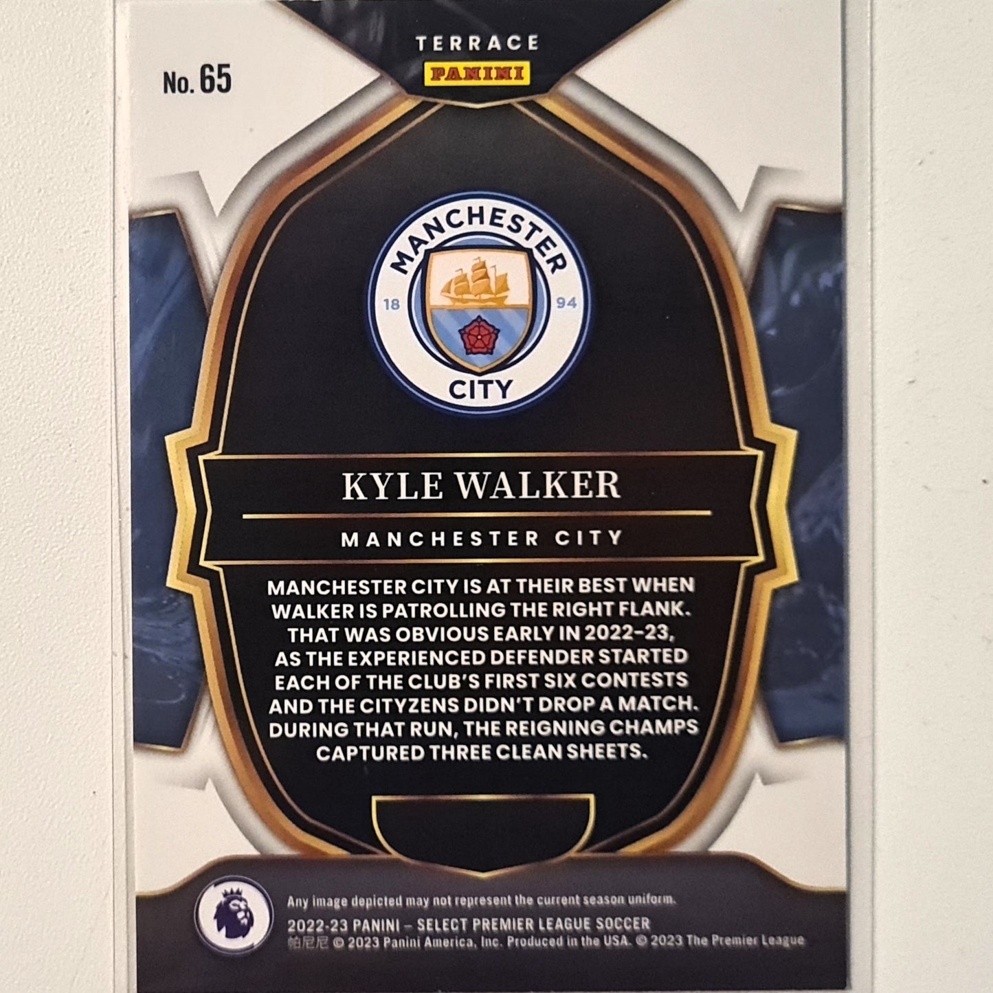 Kyle Walker 2022-23 Panini Select premier league terrace #65 Soccer football Manchester city Excellent/mint sleeved