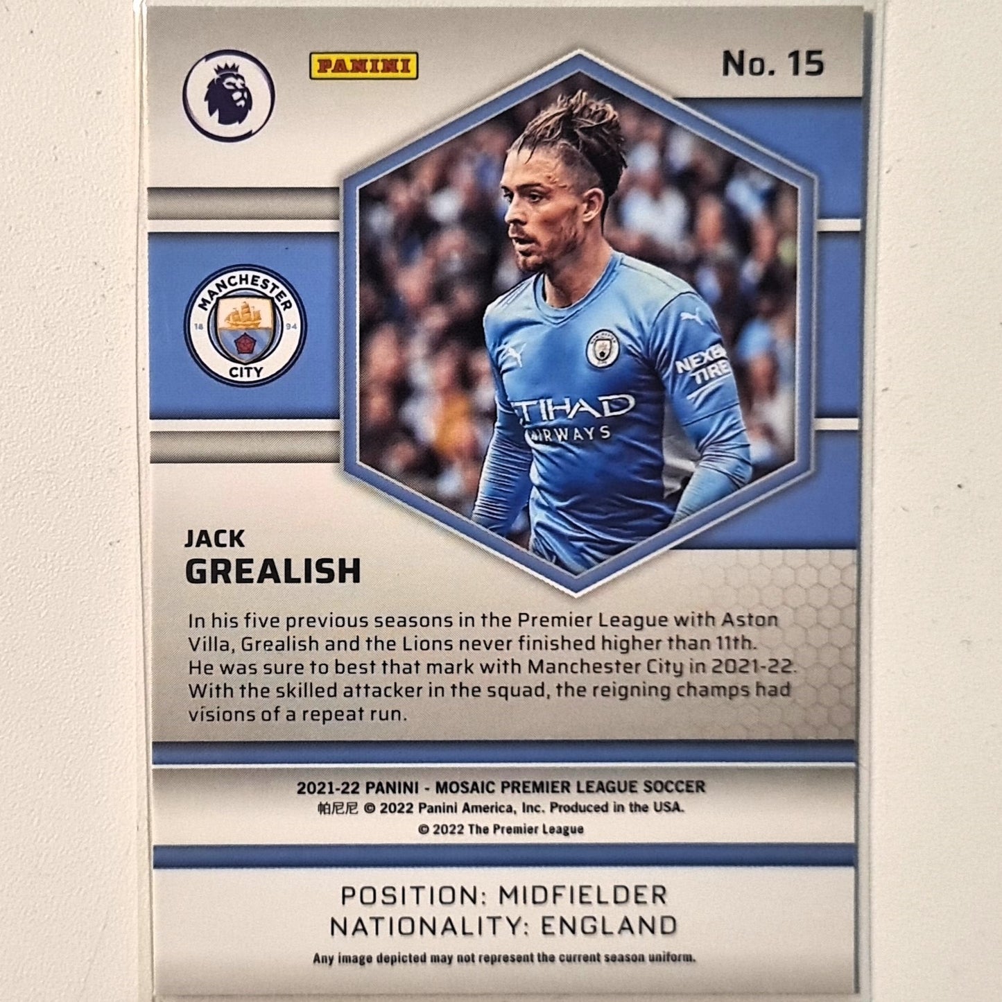 Jack Grealish 2021-22 Panini Mosaic premier league #15 Soccer football Manchester city Excellent/mint sleeved