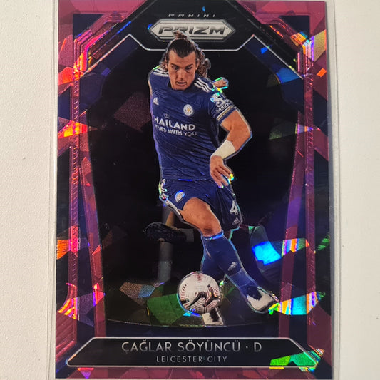 Caglar Soyuncu 2020-21 Panini Prizm pink cracked ice #124 Football Leicester City excellent Sleeved