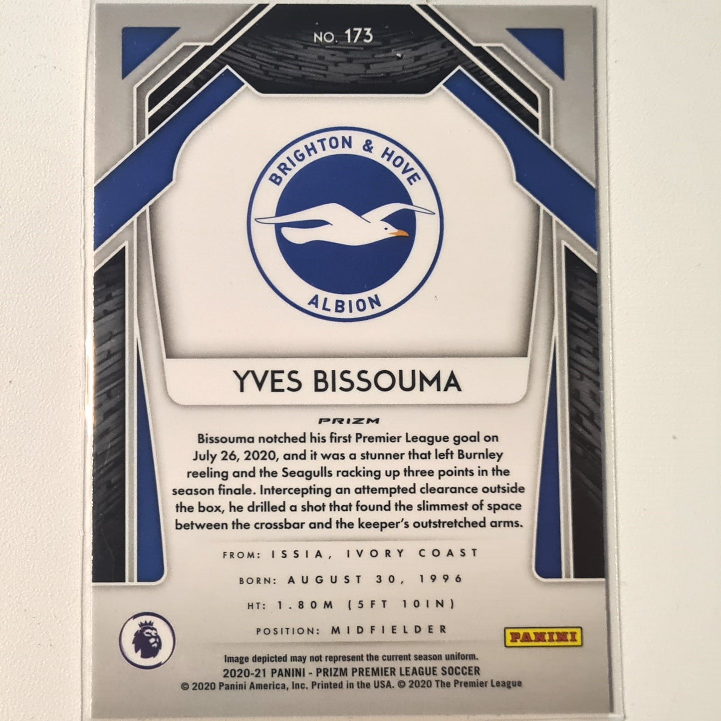 Yves Bissouma 2020-21 Panini Prizm pink cracked ice #173 Football Brighton & Hove excellent Sleeved