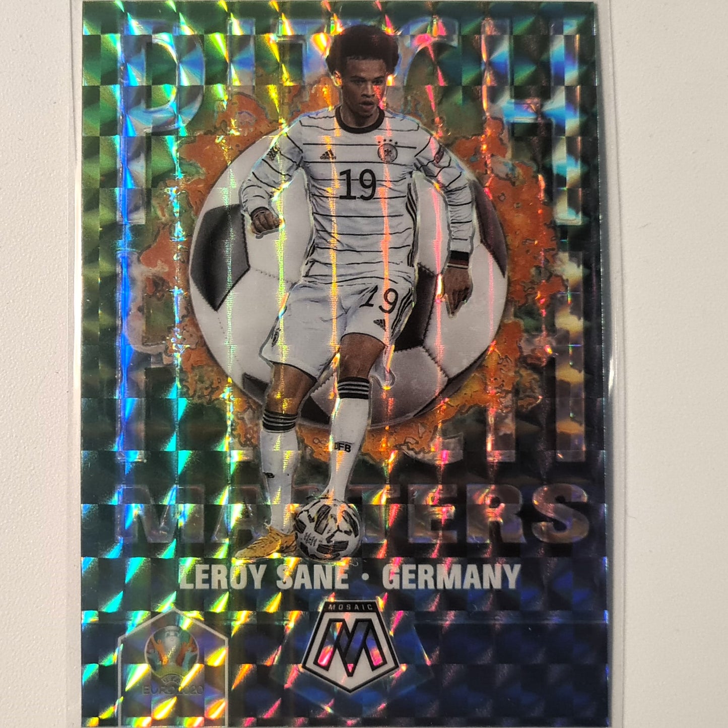 Leroy Sane 2021 Panini Mosaic Uefa Euro Soccer pitch masters prizm #28 Football Germany excellent/mint Sleeved