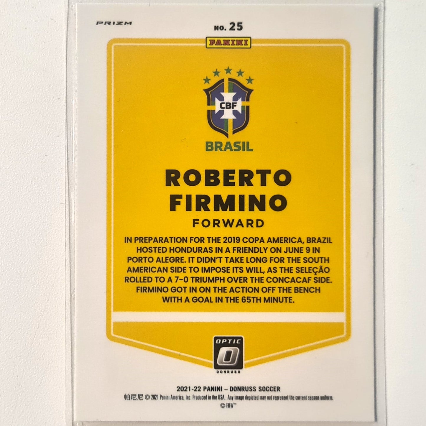 Robert Firmino 2021-22 Panini Donruss Optic Soccer #25 Football Brazil excellent/mint Sleeved