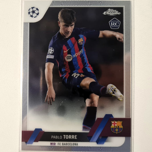 Pablo Torre 2023 Topps Chrome Champions league rookie RC #32 Soccer Football club Barcelona excellent/mint Sleeved