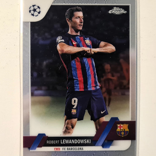 Robert Lewandowski 2023 Topps Chrome Champions League #9 Soccer Football Barcelona excellent Sleeved