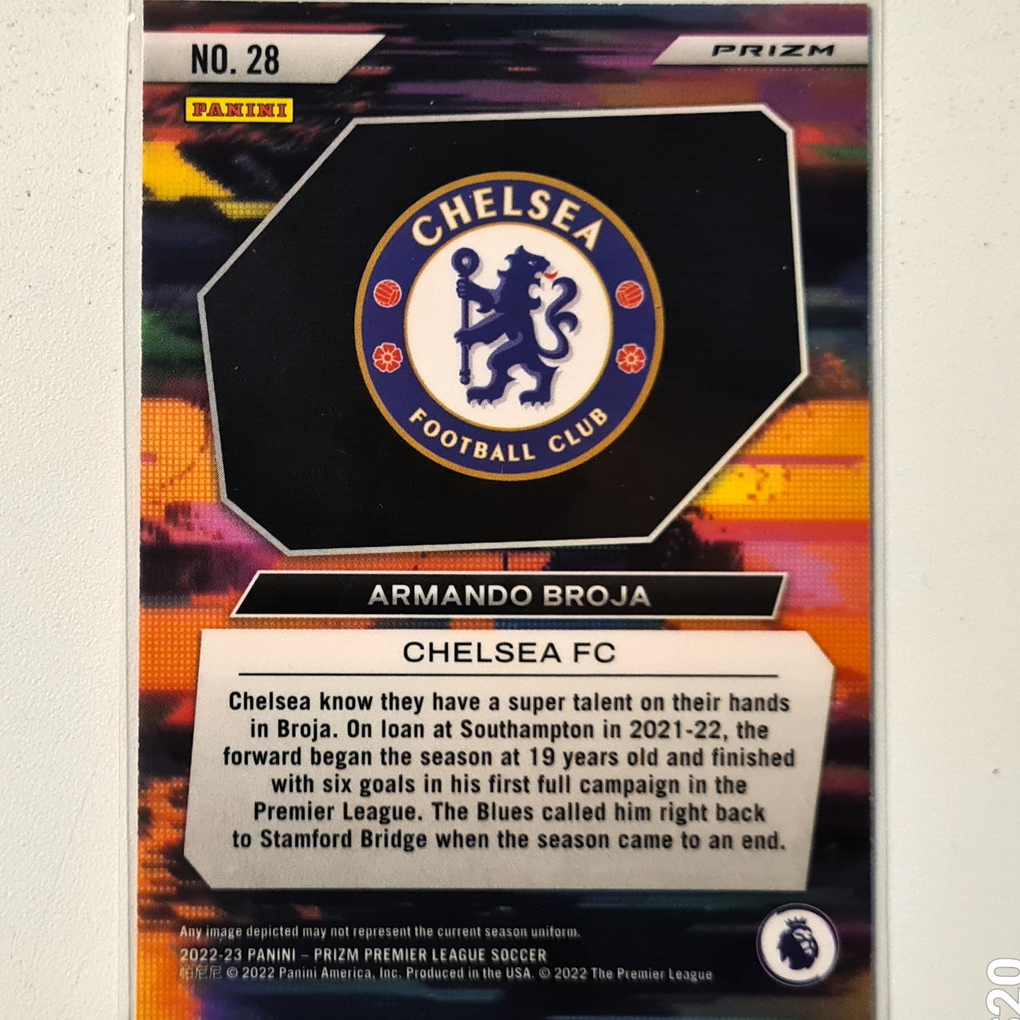 Armando Broja 2022-23 Panini Premier league soccer instant impact #28 Football Chelsea excellent Sleeved