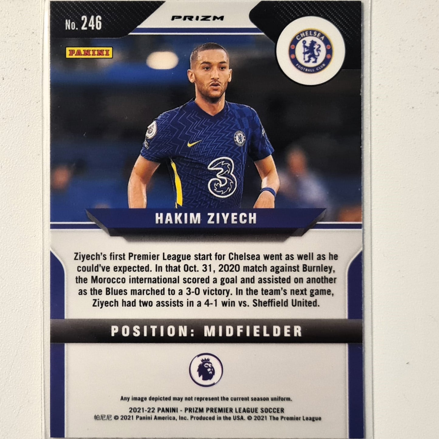 Hakim Ziyech 2021-22 Panini Prizm premier league pink cracked ice #246 Soccer Football Chelsea excellent/mint Sleeved