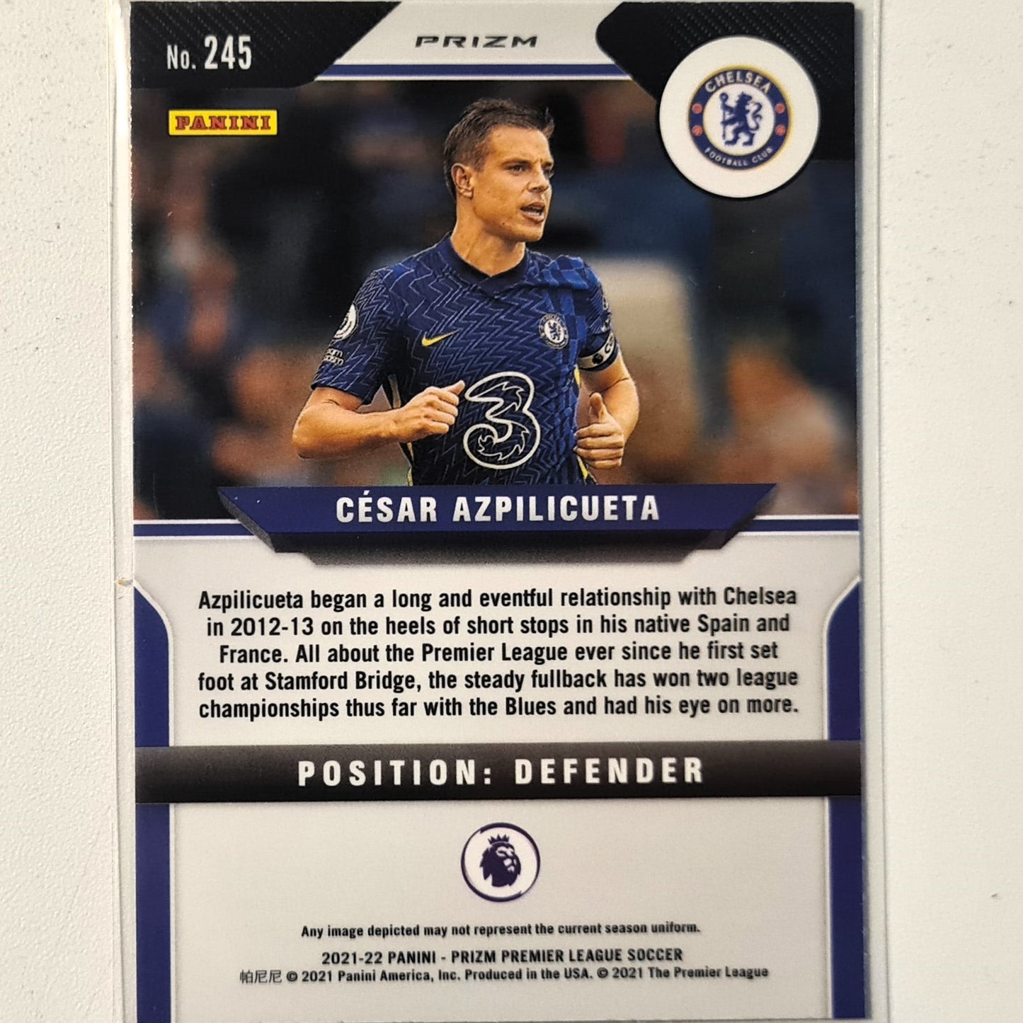 Cesar Azpilicueta 2021-22 Panini Prizm premier league pink cracked ice #245 Soccer Football Chelsea excellent/mint Sleeved