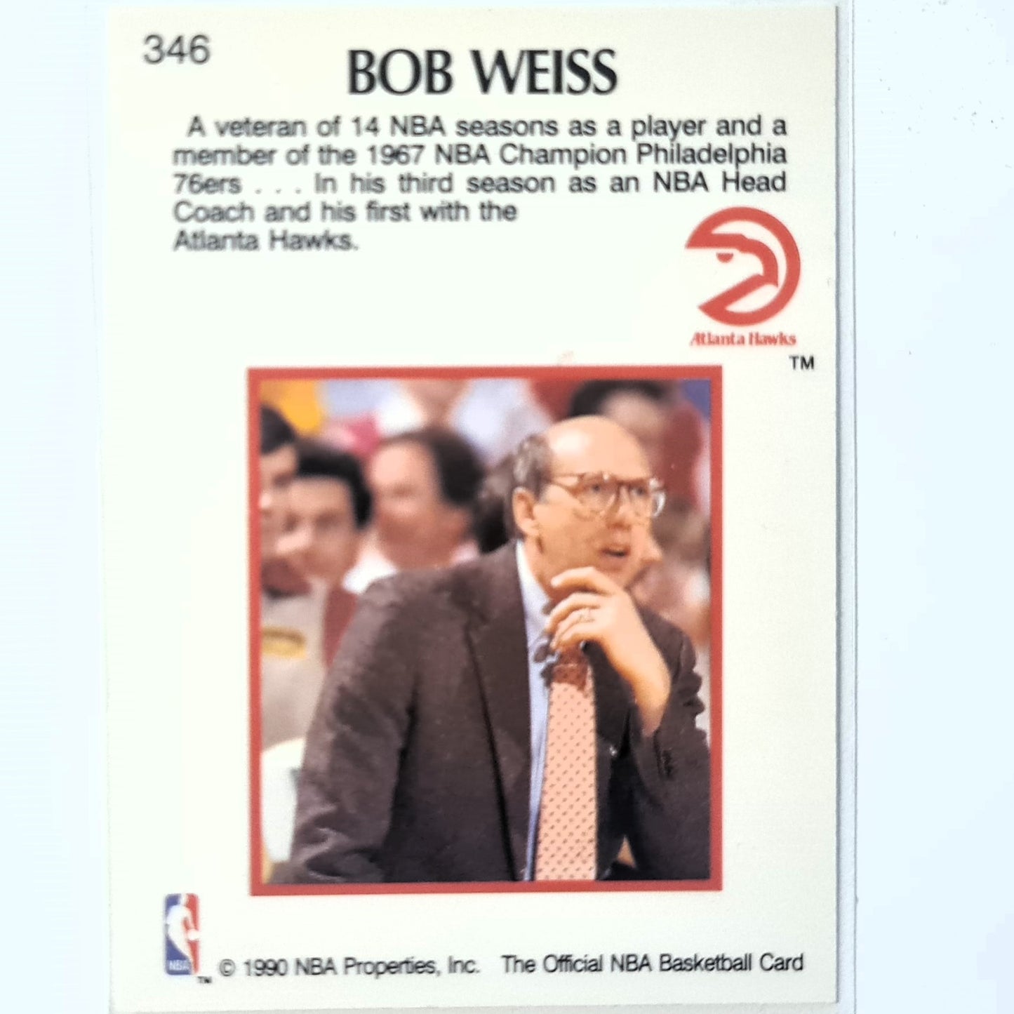 Bob Weiss 1990 NBA Hoops #346 NBA Basketball Chicago Bulls Atlanta Hawks excellent/mint Sleeved