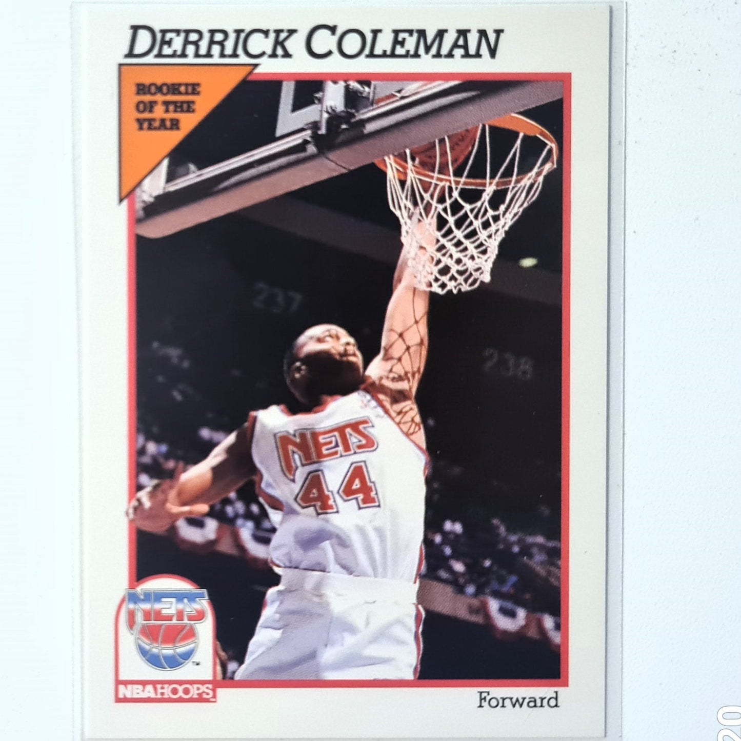 Derrick Coleman 1991 NBA Hoops rookie of the year #134 NBA Basketball New Jersey Nets excellent/mint Sleeved