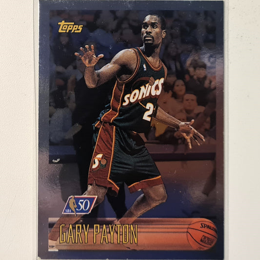 Gary Payton 1996 Topps NBA 50 Rare foil #212 NBA Basketball Seattle Super Sonics excellent Sleeved