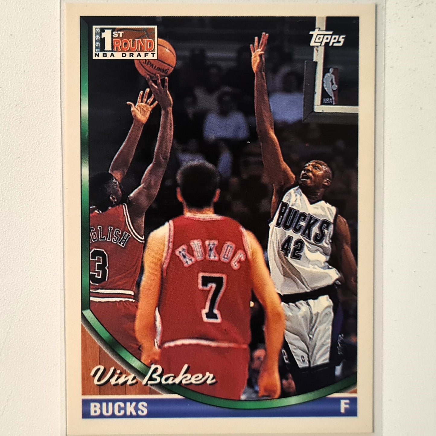 Vin Baker 1994 Topps 1st round NBA Draft #306 Rookie RC* NBA Basketball Milwaukee Bucks excellent Sleeved