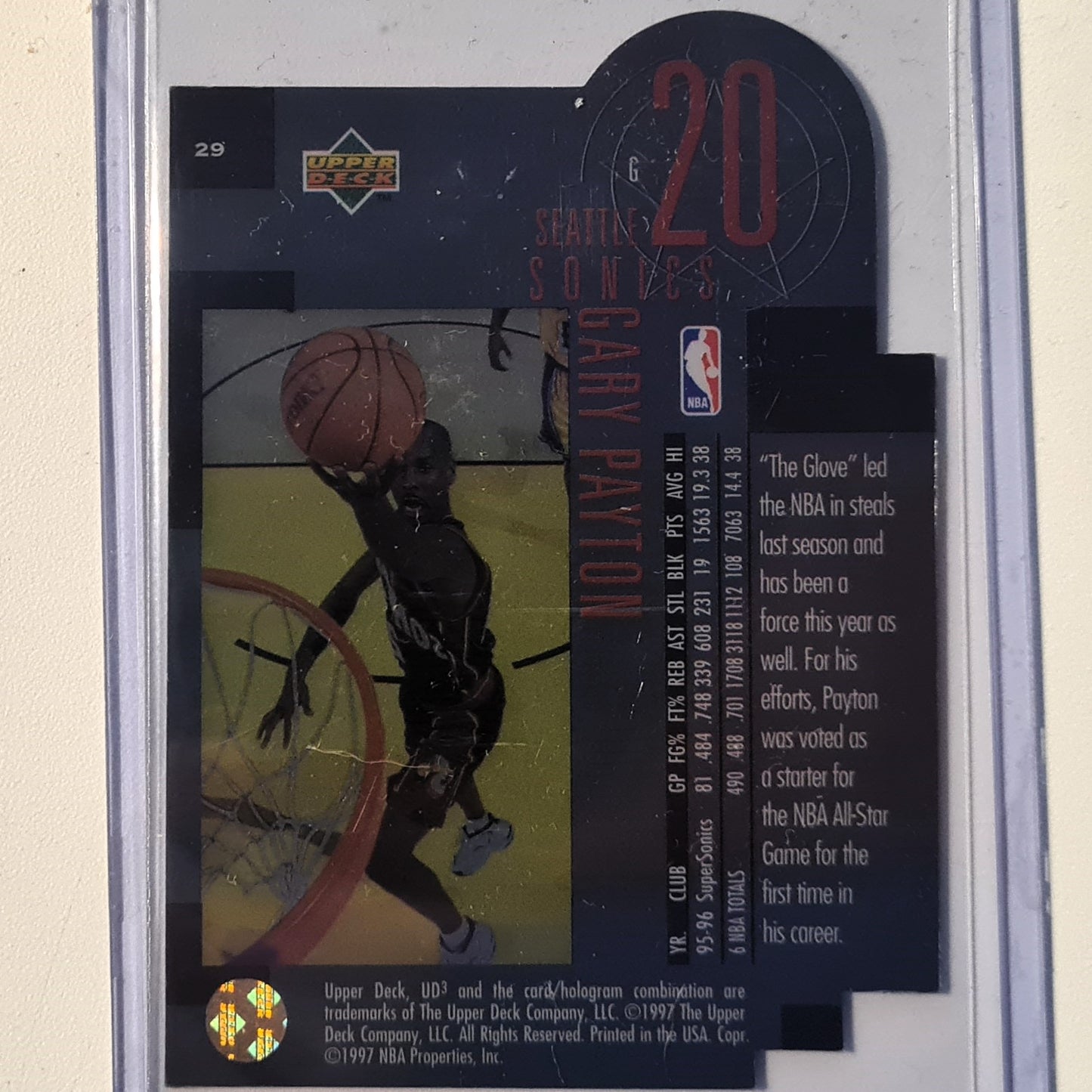 Gary Payton 1997 Upper-Deck UD3 Star Focus #29 NBA Basketball Seattle Sonics very good Sleeved