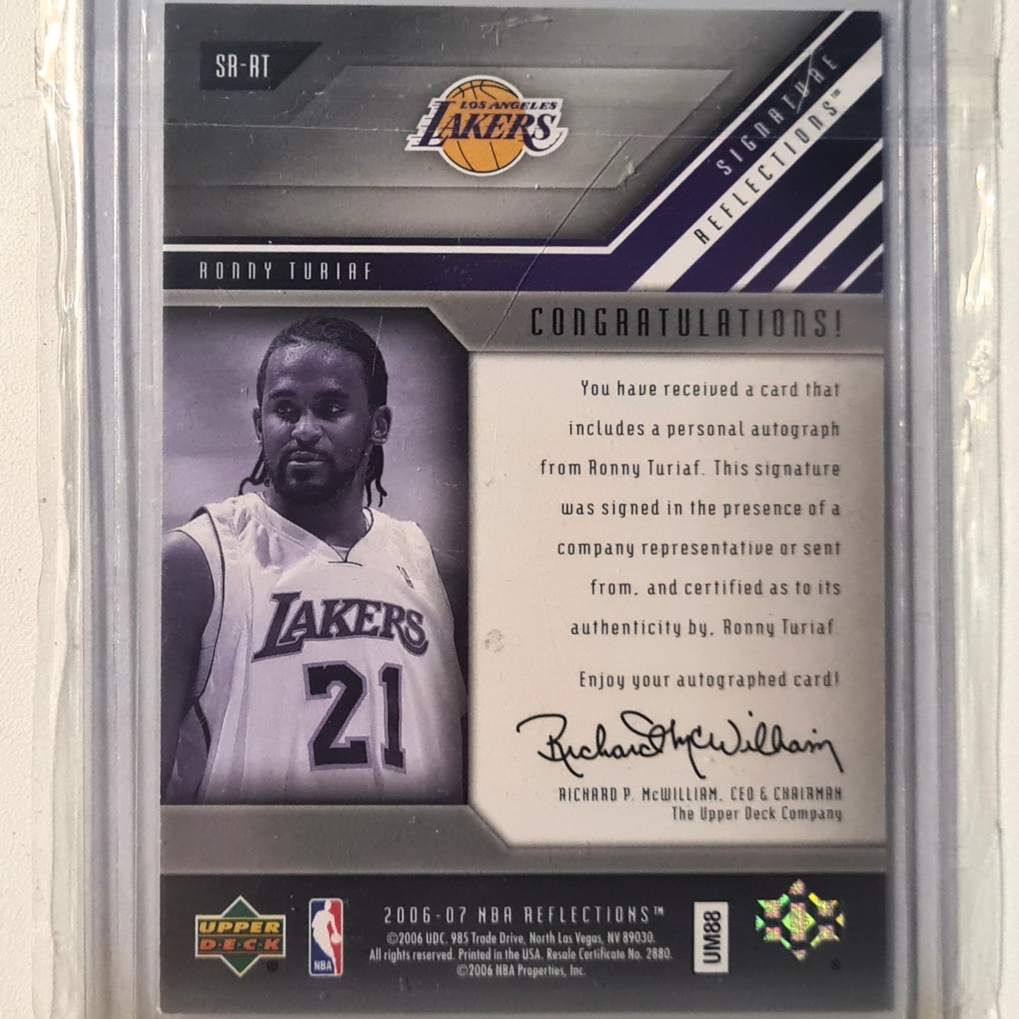 Ronny Turiaf 2006-07 Upper-Deck Signature Reflections auto PE-ARC NBA Basketball LA Lakers Excellent Sleeved