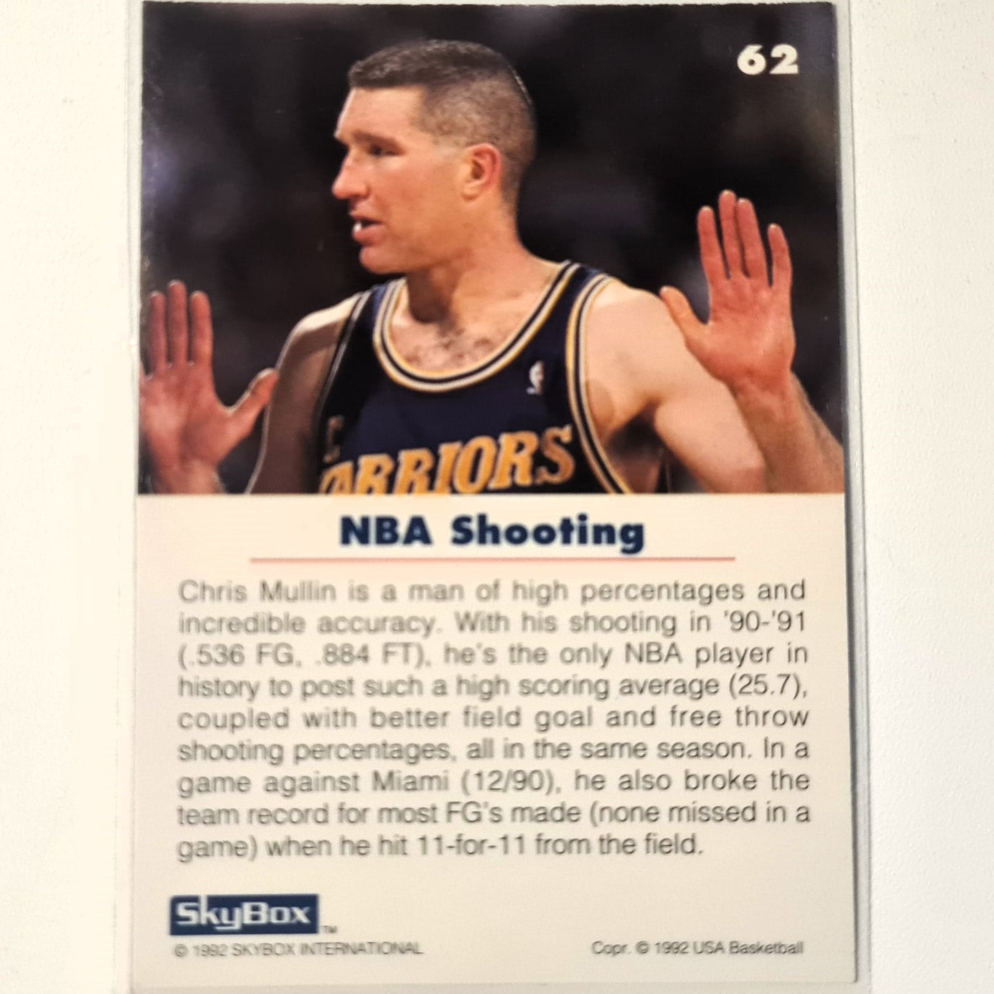 Chris Mullin 1992 Skybox USA Basketball NBA Shooting #62 NBA Basketball Golden State Warriors very good/excellent Sleeved