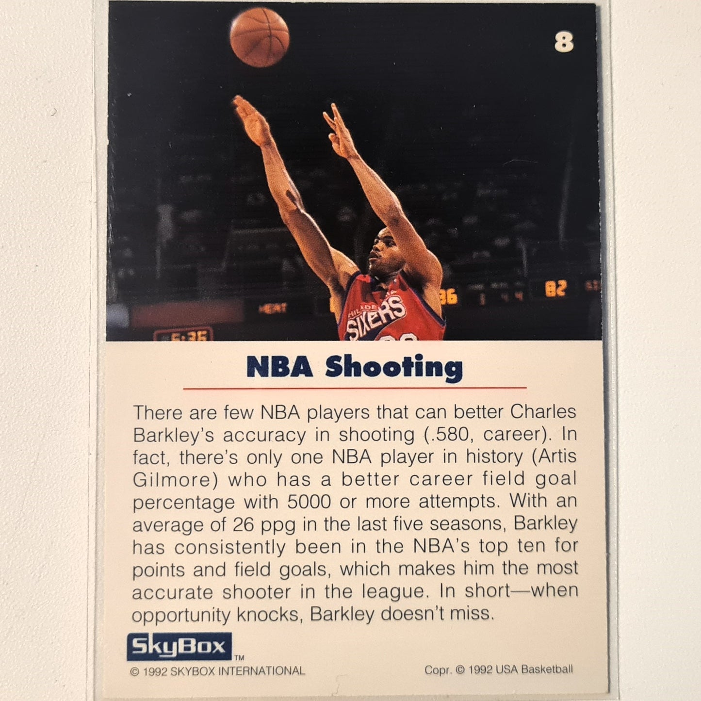 Charles Barkley 1992 skybox USA basketball shooting #8 NBA Basketball Philadelphia 76ers excellent Sleeved