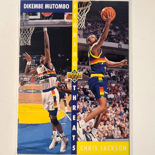 Dikembe Mutombo Chris Jackson 1992 Upper-Deck scoring threats #499 NBA Basketball Denver Nuggets very good Sleeved