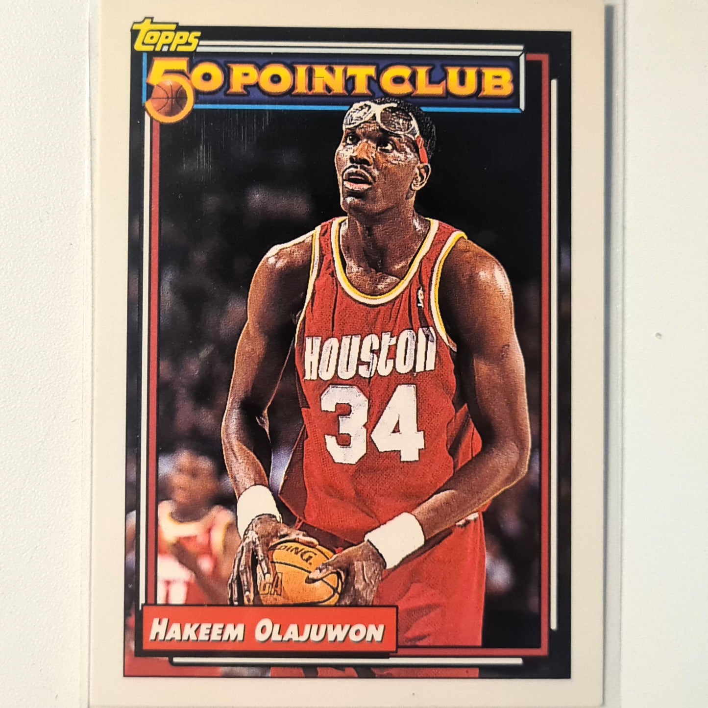 Hakeem Olajuwon 1993 Topps 50 point club #214 NBA Basketball Houston Rockets Excellent/mint Sleeved