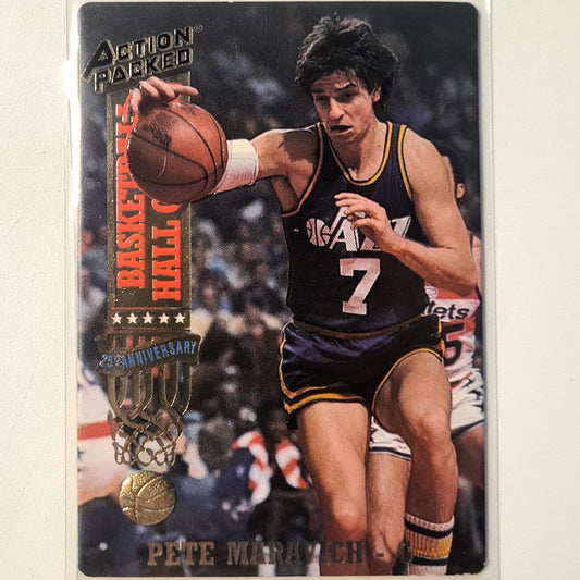 Pete Maravich 1993 Action Packed basketball hall of fame 25th Anniversary #39 NBA Basketball Excellent/mint Sleeved