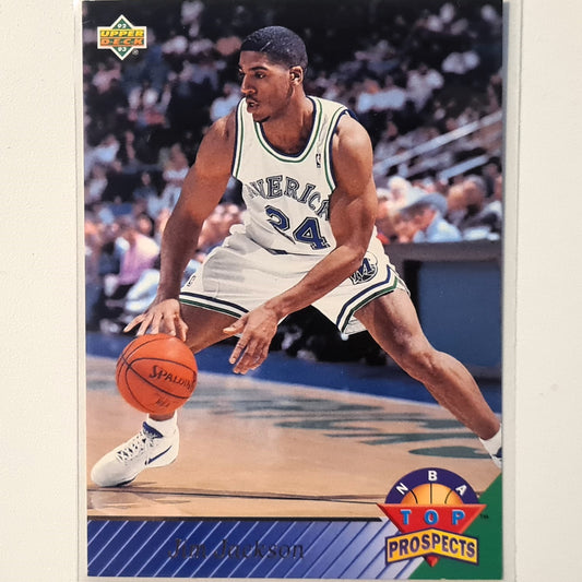 Jim Jackson 1993 Upper-Deck top prospects Rookie RC #458 NBA Basketball Dallas Mavericks Excellent Sleeved