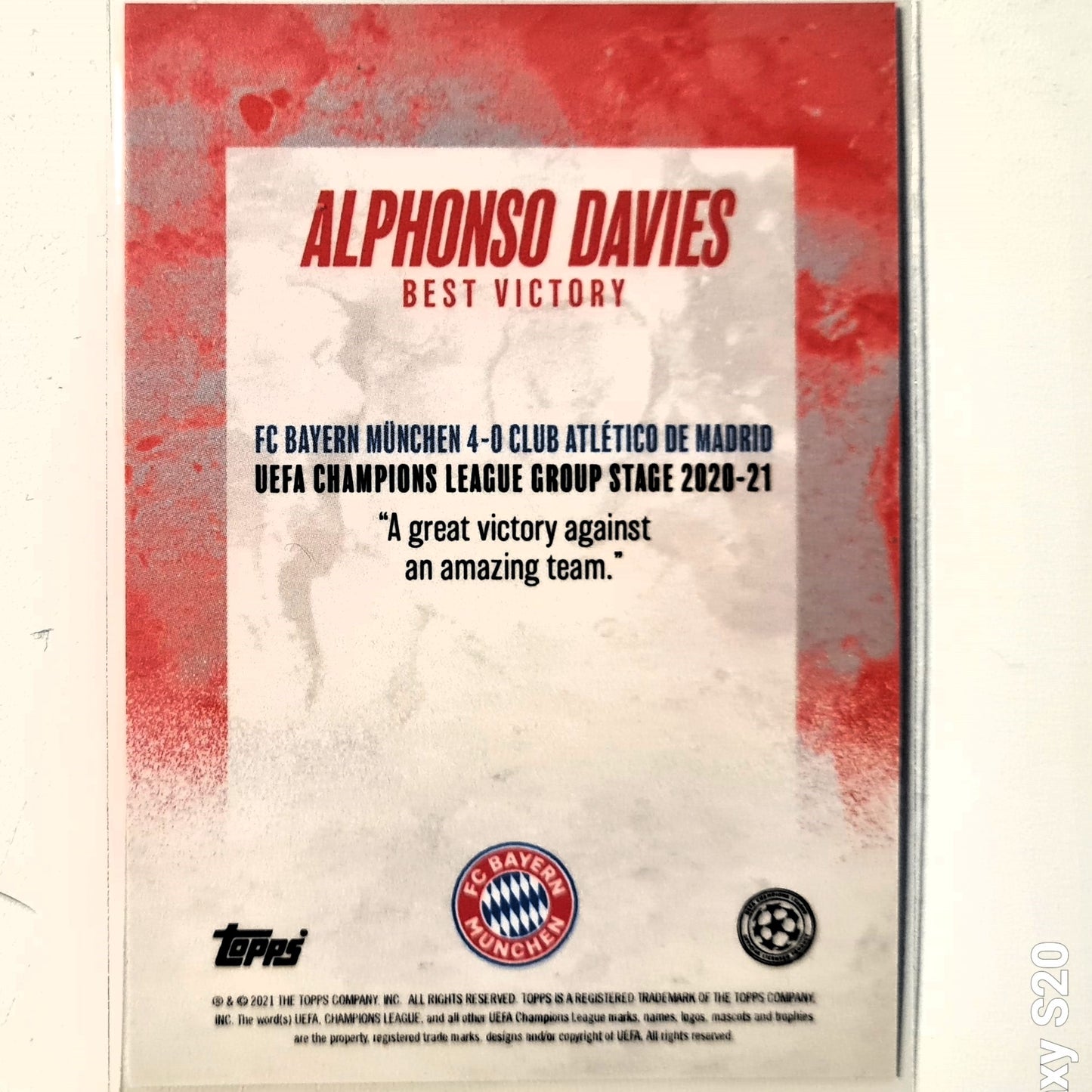 Alphonso Davies 2021 Topps Alphonso Davies curated set best victory Football Bayern Munich Excellent-Mint Sleeved