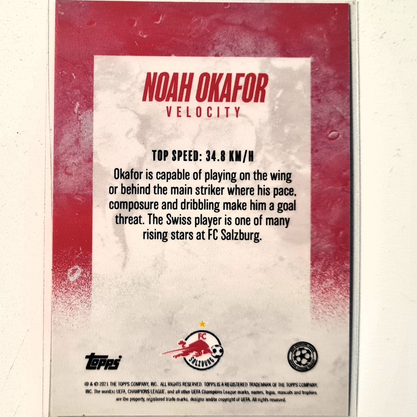 Noah Okafor 2021 Topps Alphonso Davies curated set Velocity Football Salzburg Excellent-Mint Sleeved