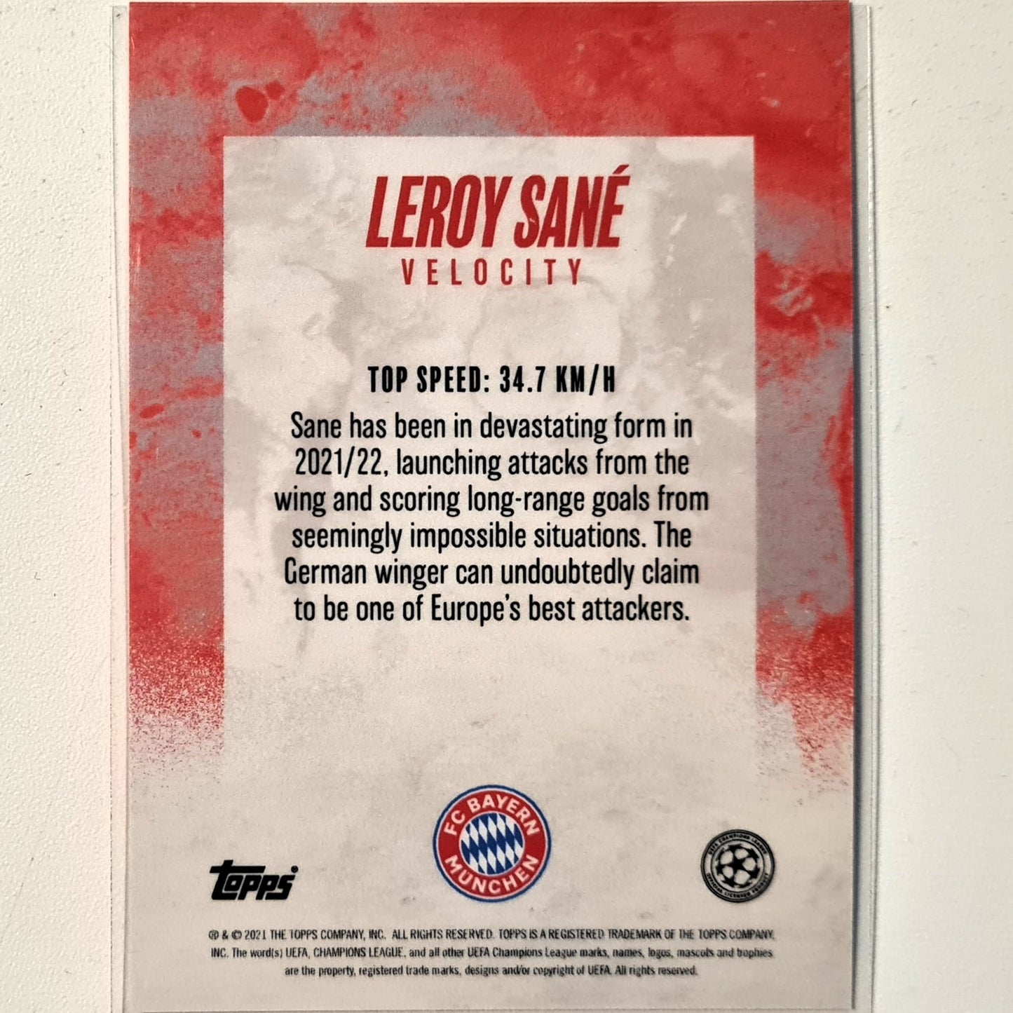 Leroy Sane 2021 Topps Alphonso Davies curated set Velocity Football Bayern Munich Excellent-Mint Sleeved