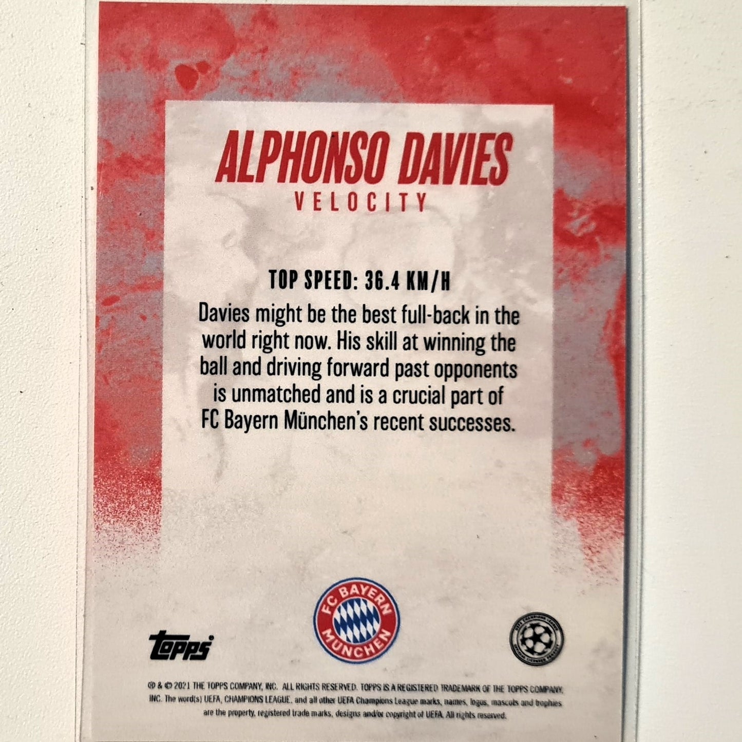 Alphonso Davies 2021 Topps Alphonso Davies curated set Velocity Football Bayern Munich Excellent-Mint Sleeved