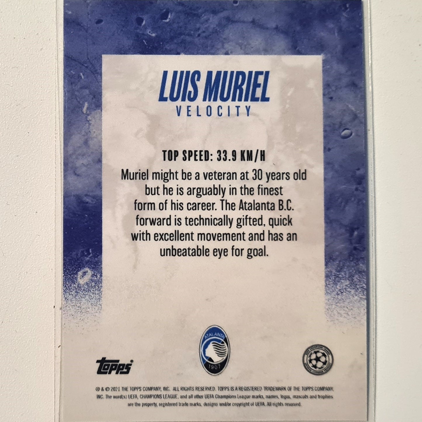 Luis Muriel 2021 Topps Alphonso Davies curated set Velocity Football Atalanta Excellent-Mint Sleeved